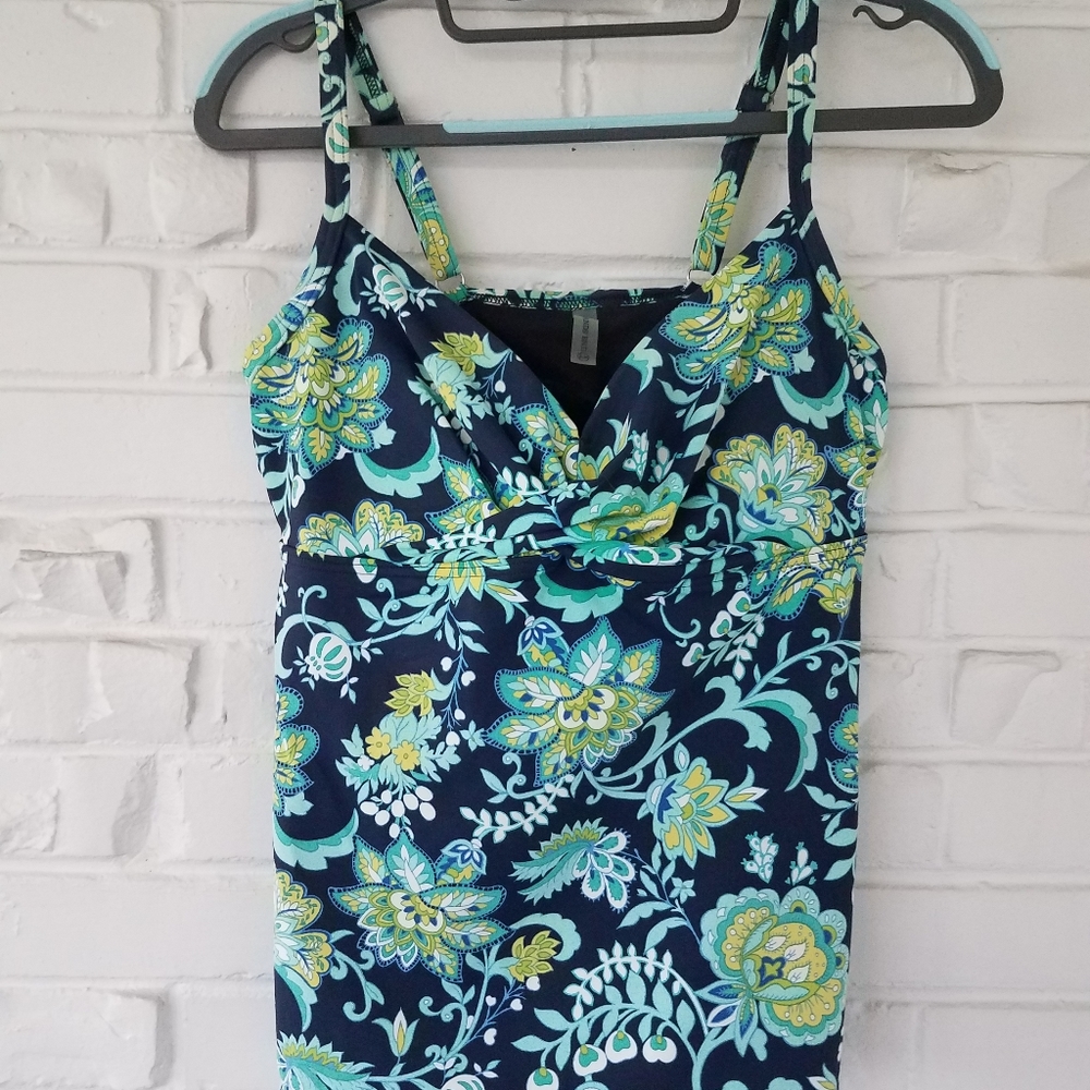 Lands End Tankini Swimtop Built in Bra Sz. 8 - Picture 1 of 5